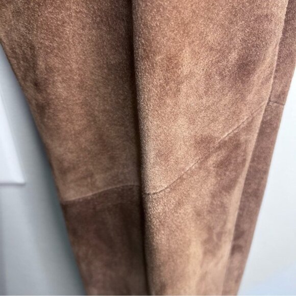 Danier Brown Suede Leather Straight Leg Pants Size 8 - Picture 5 of 16